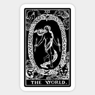 XXI. The World Tarot Card | Obsidian and Pearl Sticker